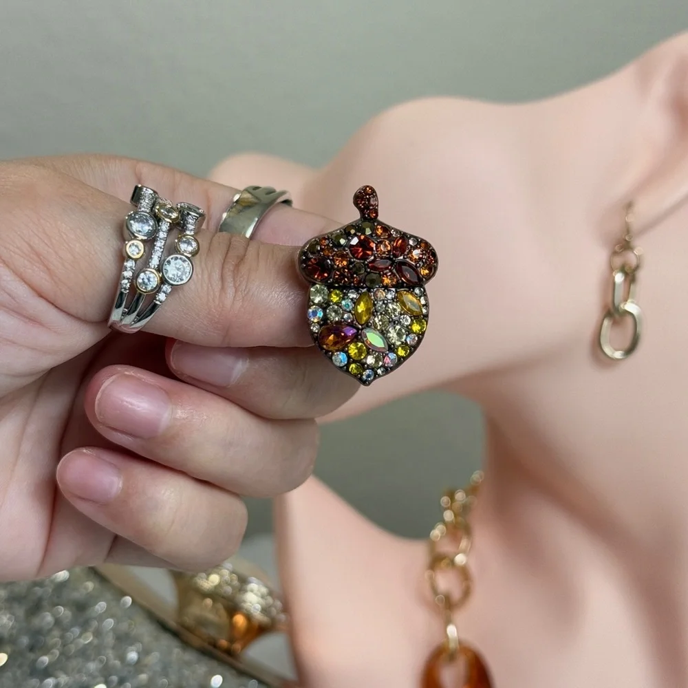 ⚜️❤️‍🔥 Elegant Multicolor Acorn Brooch 💎 - Picture 7 of 7